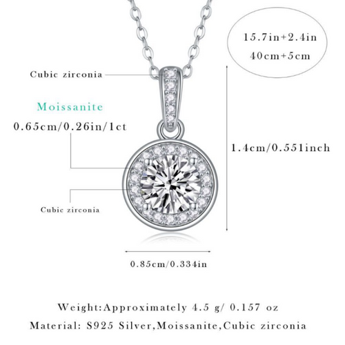 18K White Gold Radiant 1 Carat Diamond Pendant Necklace for Women