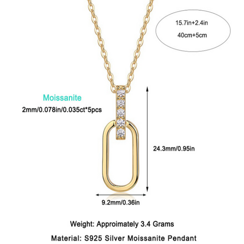 18K Gold-Plated Elliptical Ring Pendant Necklace with Diamond Accents for Women