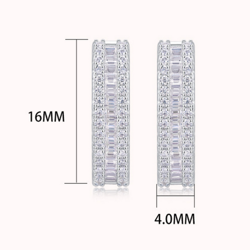 18K White Gold Three-Row 98-Diamond Earrings