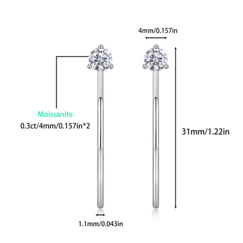 18K White Gold 0.3 Carat Round Diamond Earrings (0.3 Carat Each)