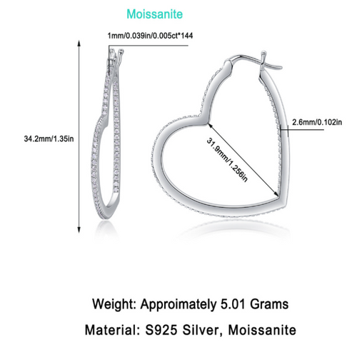 18K White Gold Heart-Shaped Earrings with Diamonds