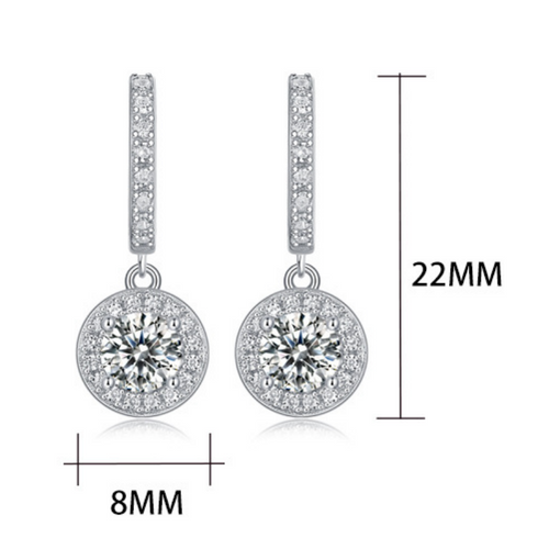 18K White Gold 0.5 Carat Round Diamond Pendant Earrings (0.5 Carat Each)