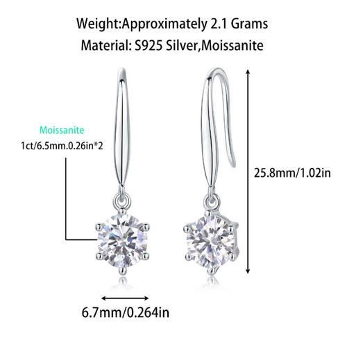 18K White Gold 1 Carat Round Diamond Pendant Earrings (1 Carat per Earring)