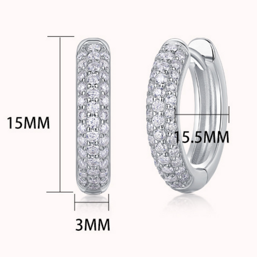 18K White Gold Three-Row 74-Diamond Earrings