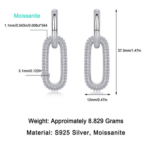 18K White Gold Oval Pendant Earrings with 344 Round Diamonds