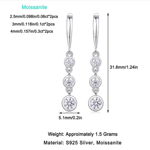 18K White Gold Six Round Diamond Pendant Earrings