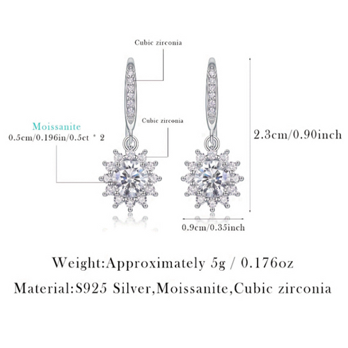 18K White Gold Flower-Shaped 0.5 Carat Round Diamond Stud Earrings (0.5 Carat Each)