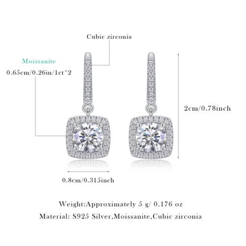 18K White Gold Square-Set 1 Carat Round Diamond Stud Earrings (1 Carat per Earring)