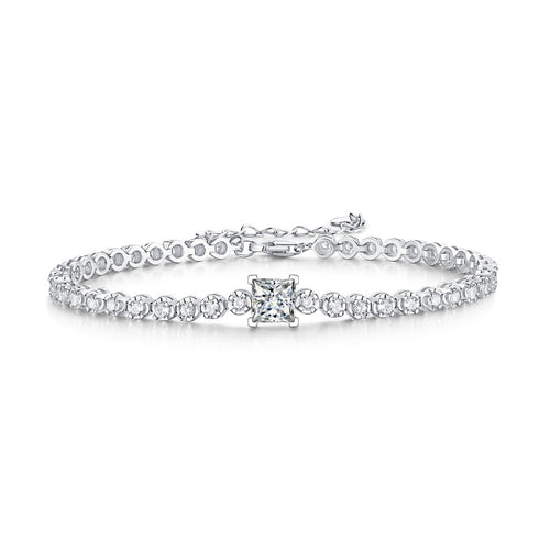 18K White Gold 1 Carat Princess Cut Diamond Bracelet