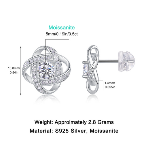 18K White Gold Interwoven Circle Design Diamond Stud Earrings (0.5 CT Each)