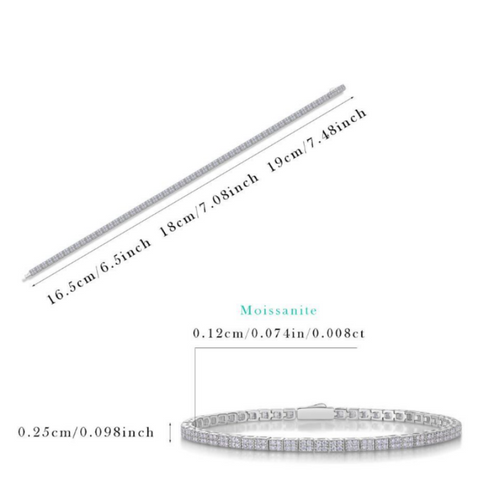 18K White Gold 1.2mm Moissanite Bracelet