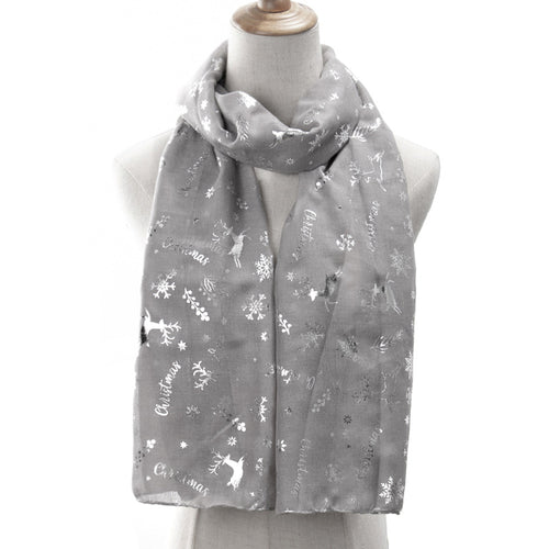 Ladies' Christmas Reindeer Snowflake Print Scarf Shawl