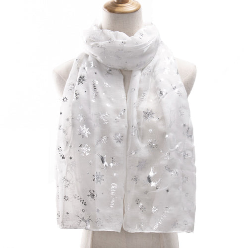 Ladies' Christmas Reindeer Snowflake Print Scarf Shawl