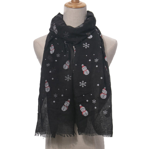 Ladies' Christmas Snowman Printed Scarf Shawl