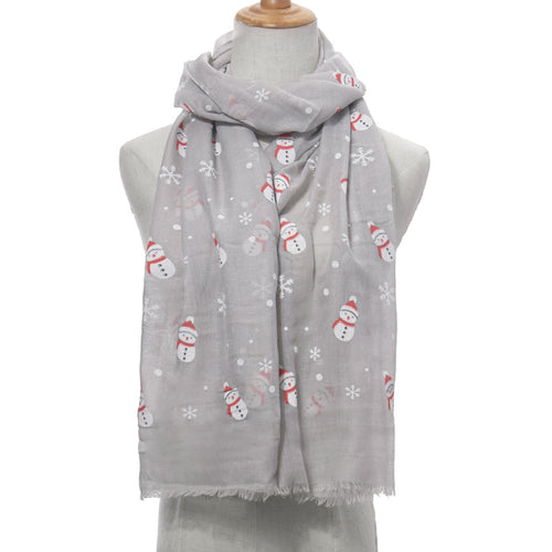 Ladies' Christmas Snowman Printed Scarf Shawl