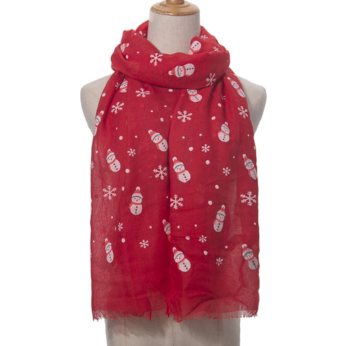 Ladies' Christmas Snowman Printed Scarf Shawl