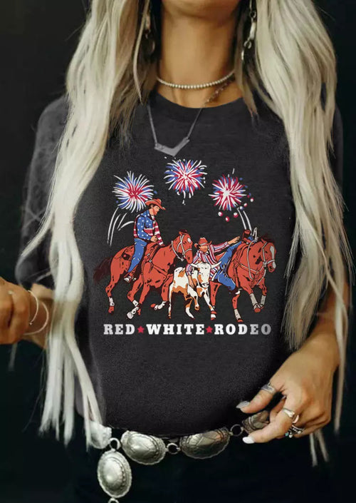 Printed With Red * White * Rodeo Women Short Sleeve