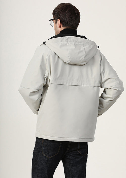 Men's Hooded  Solid Color Cotton Puffer Jacket