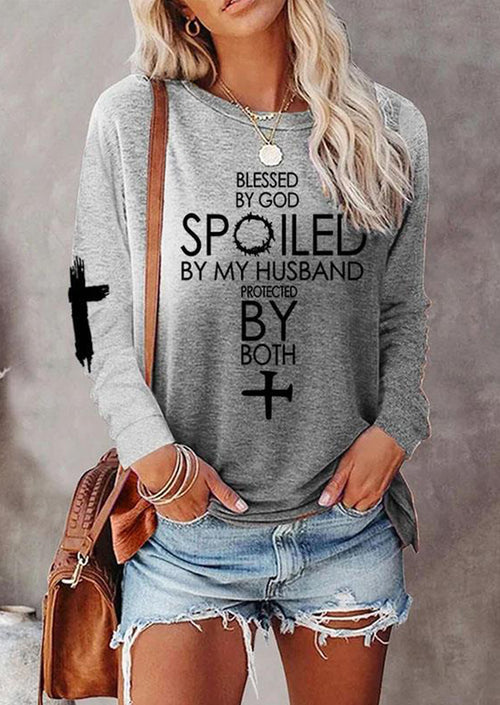 Color Block Printed Text Women's Long Sleeves