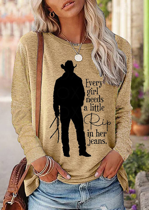 Round Neck Women's Printed Pattern/Text Long Sleeves