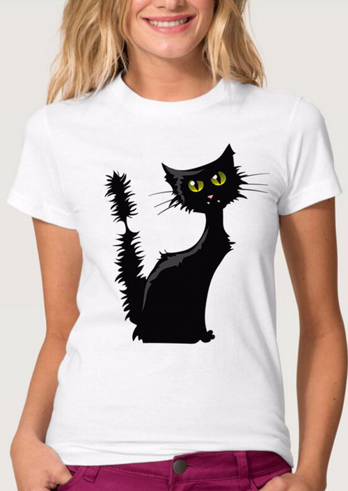 Fun Black Cats Printed T-shirt