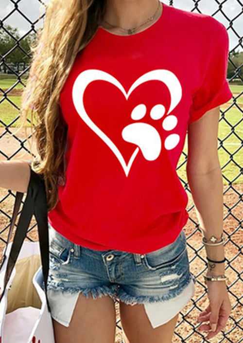 Heart Paws Printed T-Shirt