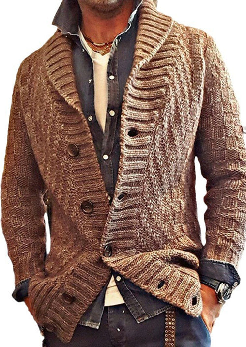 Vintage Lapel Knitted Cardigan Jacket for Men