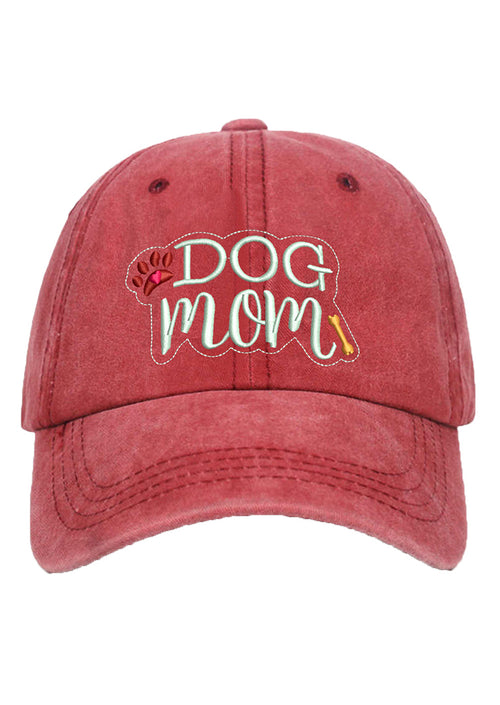 Dog Mom Letter Embroidery Peaked Cap.