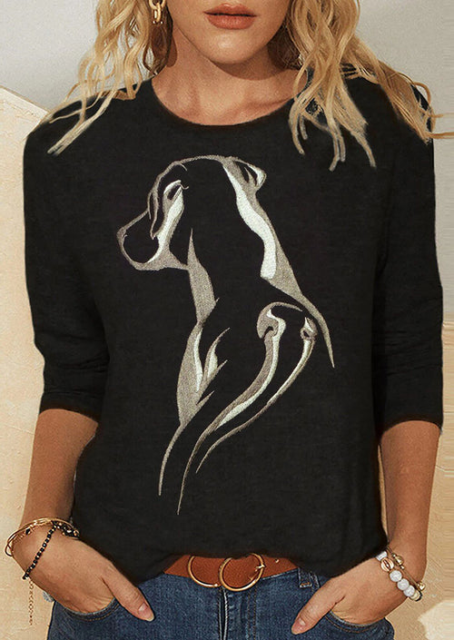 Black printed women's long sleeves