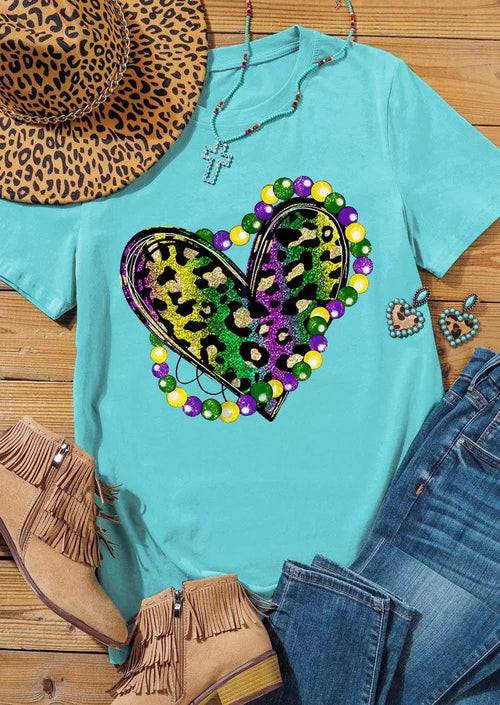 Cute Heart Printed T-shirt