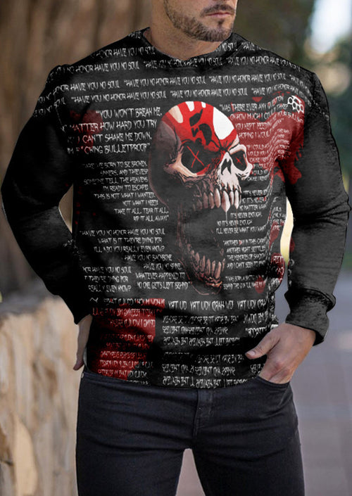 Have You No Honor Have You No Soul, Skull Print Long Sleeves