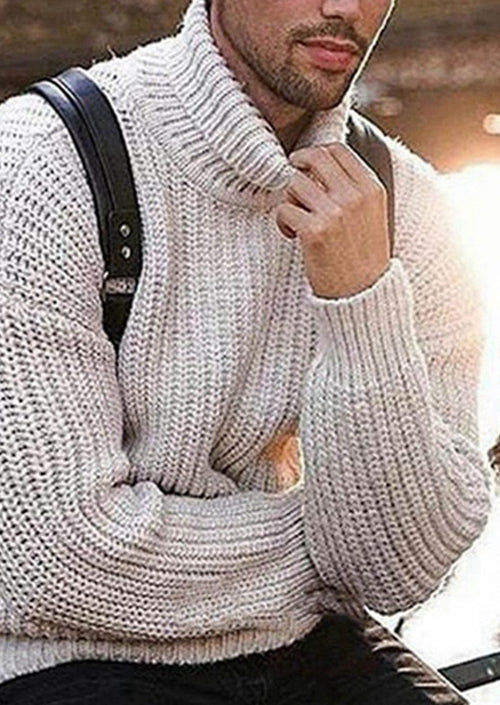 Men's Casual Pullover Knitwear With A Turtleneck And Long Sleeves