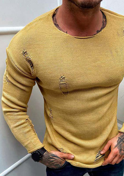 Men's Casual Round Neck Long Sleeve Pullover Bottom Shirt