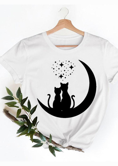 Black Cats White T-Shirt