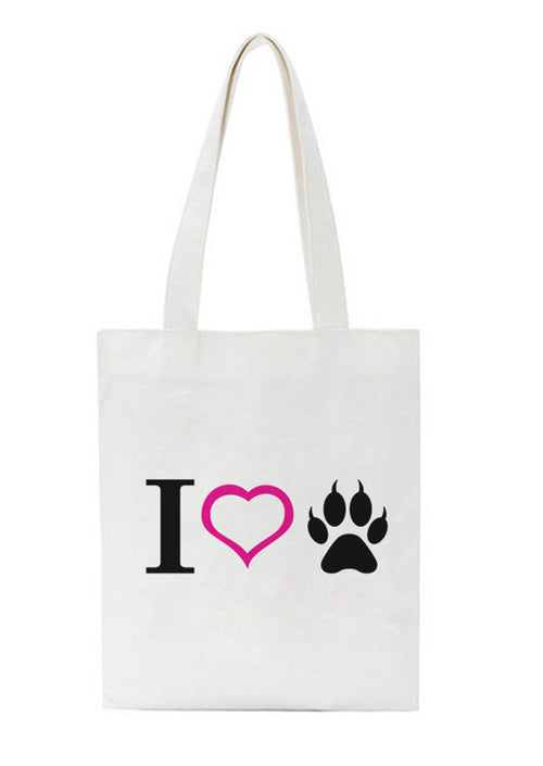 Love Dog Paw Shoulder Canvas Bag