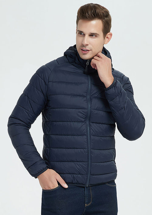 Men's Winter Jacket Lightweight Short Hooded Puffer Jacket