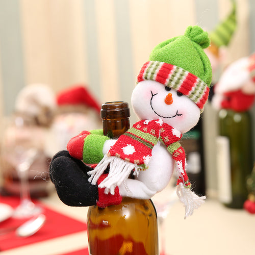 Christmas Santa Claus Snowman Knitted Hugger Bottle Cover