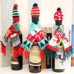 Santa Claus Reindeer & Christmas Tree Hat & Scarf Wine Bottle Cover