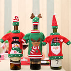 Christmas Cartoon Embroidered Clothing & Hat Wine Bottle Cover