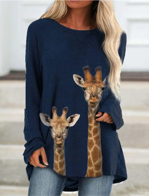 Women's Giraffe Print Long Sleeve