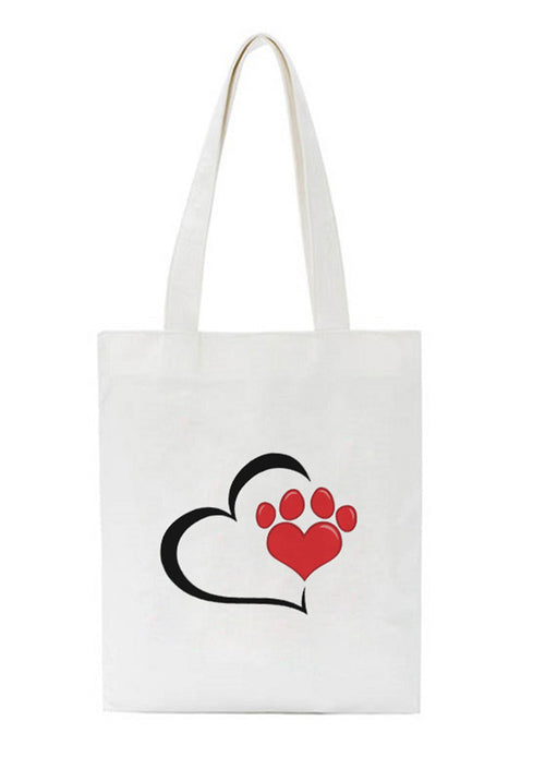 Love Dog Paw Shoulder Canvas Bag