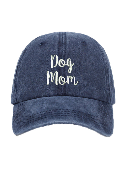 Washed Cotton Dog Mom Embroidered Baseball Cap