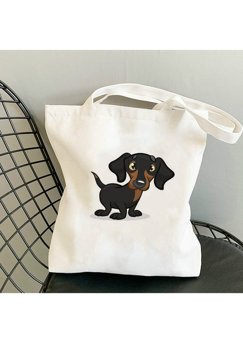 Cartoon Dachshund Canvas Bag