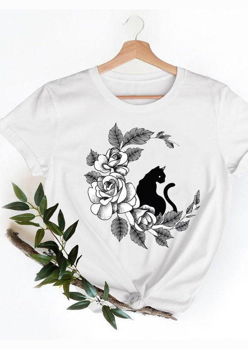 Black Cats White T-Shirt