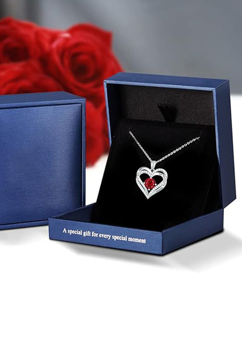 Forever Love Heart Women Necklace 925 Sterling Silver White Gold