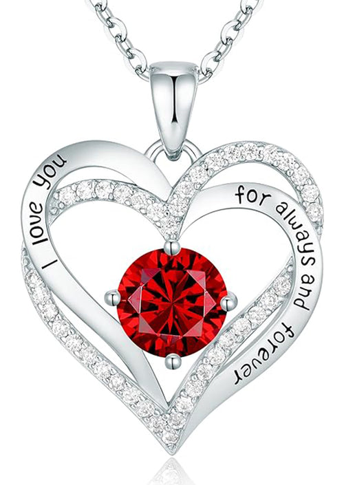 Forever Love Heart Women Necklace 925 Sterling Silver White Gold