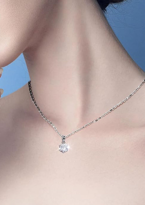 Moissanite Pendant Necklace 1-5CT 18K White Gold Plated silver D Color Ideal Cut Diamond Necklace