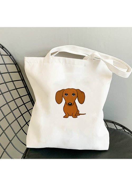 Cartoon Dachshund Canvas Bag