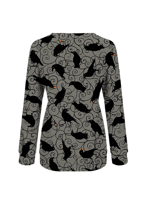 Halloween Long Sleeve With Raven Print