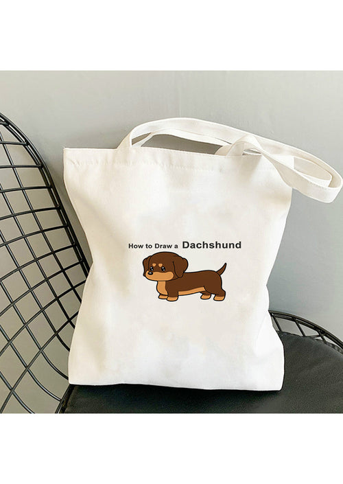 Cartoon Dachshund Canvas Bag